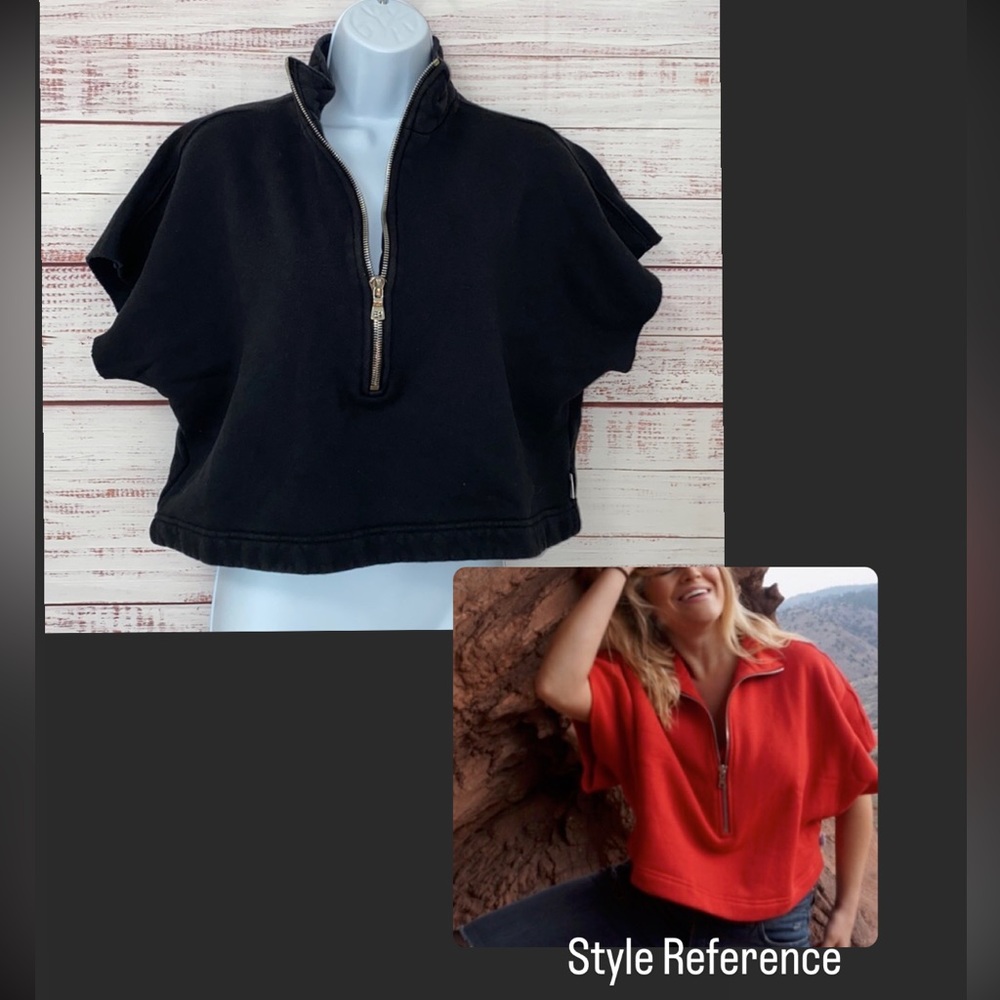Good American Cropped Short Sleeve Chunky Sweatshirt Size: 2  (Medium)